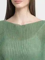 Зеленый свитер женский паутинка, оверсайз, укороченный