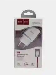Белый быстрая зарядка, сетевое зарядное устройство 3.0A Hoco N3 с кабелем MicroUSB