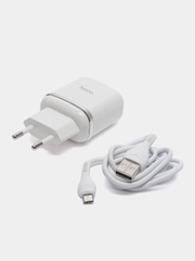 Быстрая зарядка, сетевое зарядное устройство 3.0A Hoco N3 с кабелем MicroUSB
