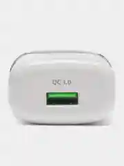 Белый быстрая зарядка, сетевое зарядное устройство 3.0A Hoco N3 с кабелем MicroUSB