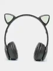 Черный беспроводные Bluetooth наушники с кошачьими светящимися ушами