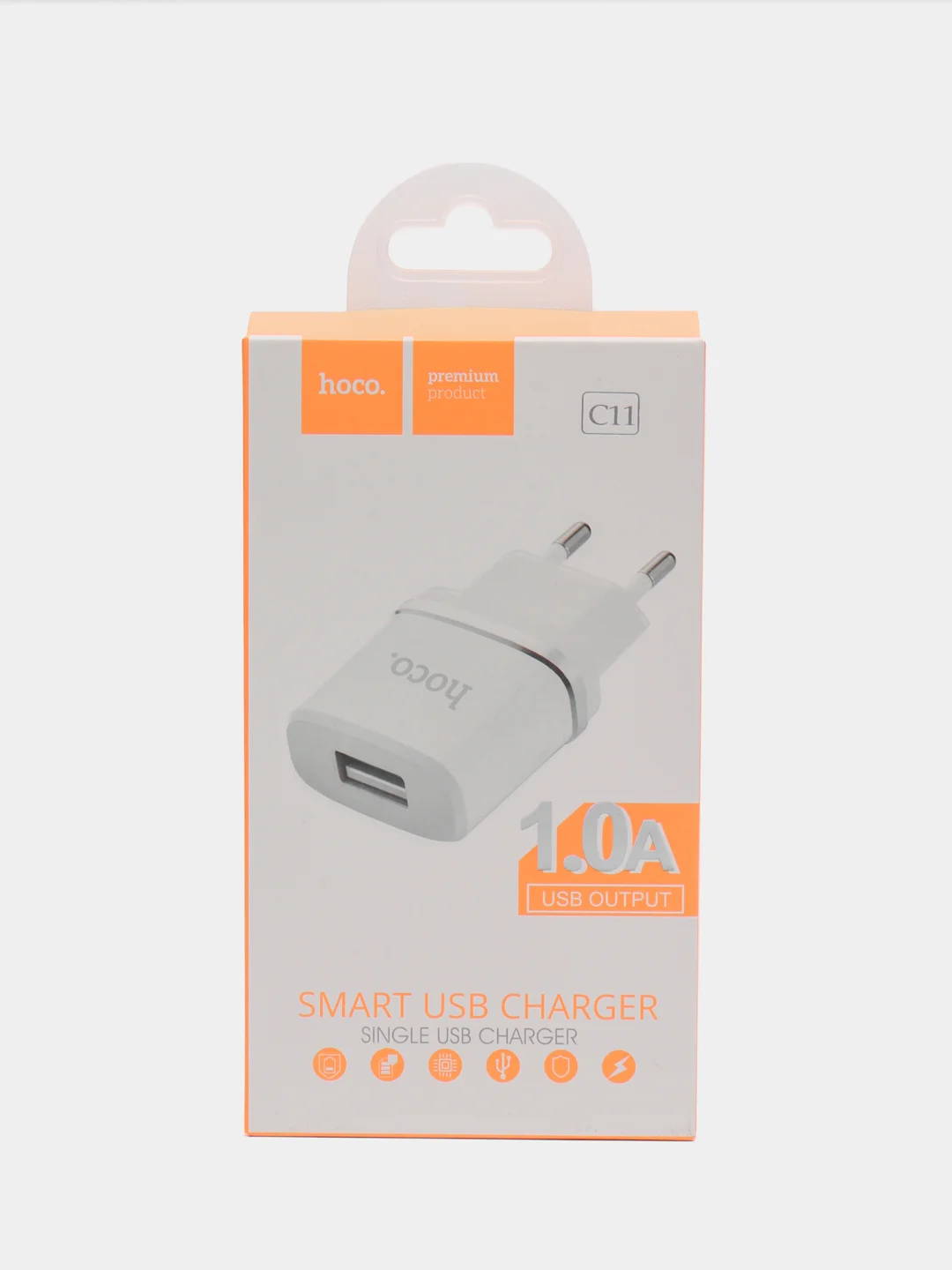 Белый блок питания Hoco C11, 1 USB / 1.0 A