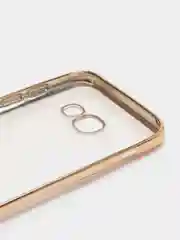 Золотой чехол с цветной окантовкой на Samsung Galaxy А3(2017)/А320, прозрачный, силиконовый