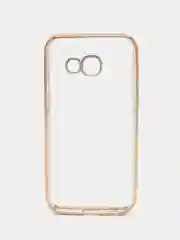 Золотой чехол с цветной окантовкой на Samsung Galaxy А3(2017)/А320, прозрачный, силиконовый
