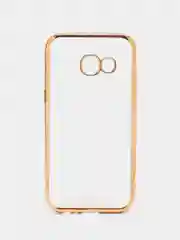 Золотой чехол с цветной окантовкой на Samsung Galaxy А3(2017)/А320, прозрачный, силиконовый