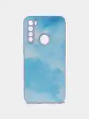 Голубой силиконовый чехол с защитой камеры Xiaomi Redmi Note 8 21 рисунком,из органического стекла