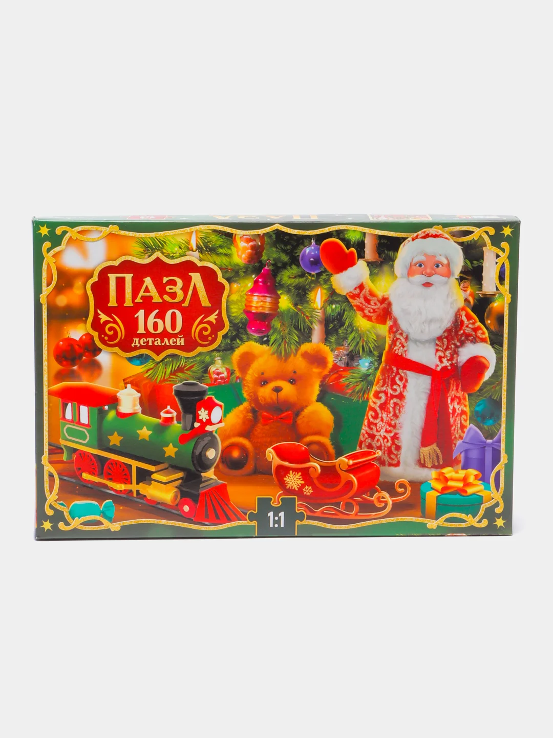 Зеленый пазл с животными 160 деталей