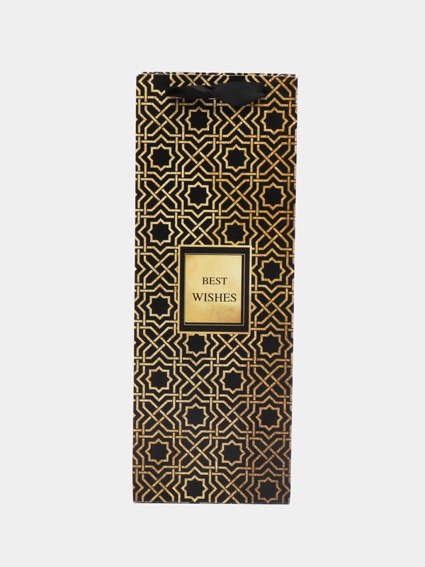 Пакет подарочный ламинированный под бутылку, упаковка, "Best wishes", 13 x 36 x 10 см