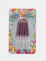 Свечи в торт "Спираль", 10 шт, 7 см, розовый металлик