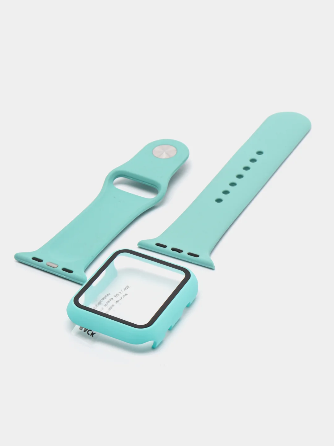 Бирюзовый бампер с защитным стеклом и ремешком для Apple Watch 42 мм
