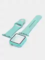 Бирюзовый бампер с защитным стеклом и ремешком для Apple Watch 42 мм