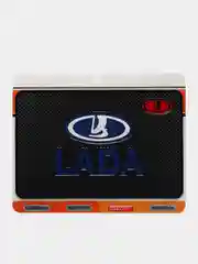 Белый противоскользящий коврик на панель, с логотипом LADA