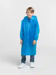 Белый дождевик с капюшоном многоразовый детский, рост 120-160 см