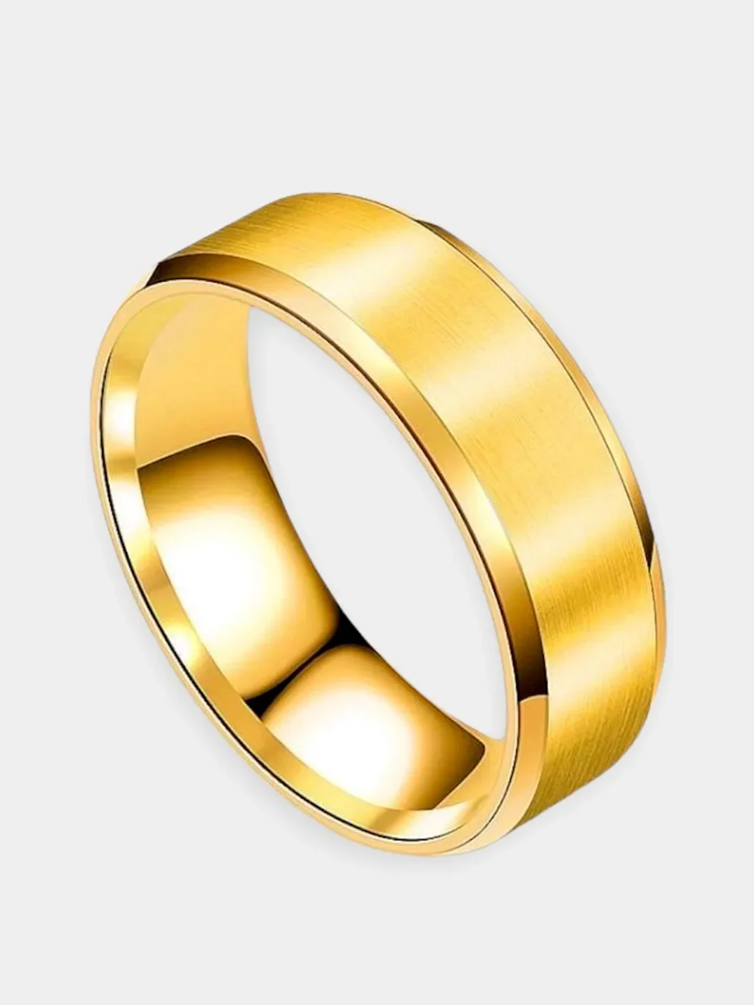 Серебряный кольцо стальное, обручальное, широкое, 8 мм
