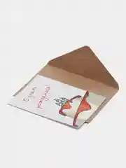 Белый открытка "С днем рождения", в крафтовом конверте