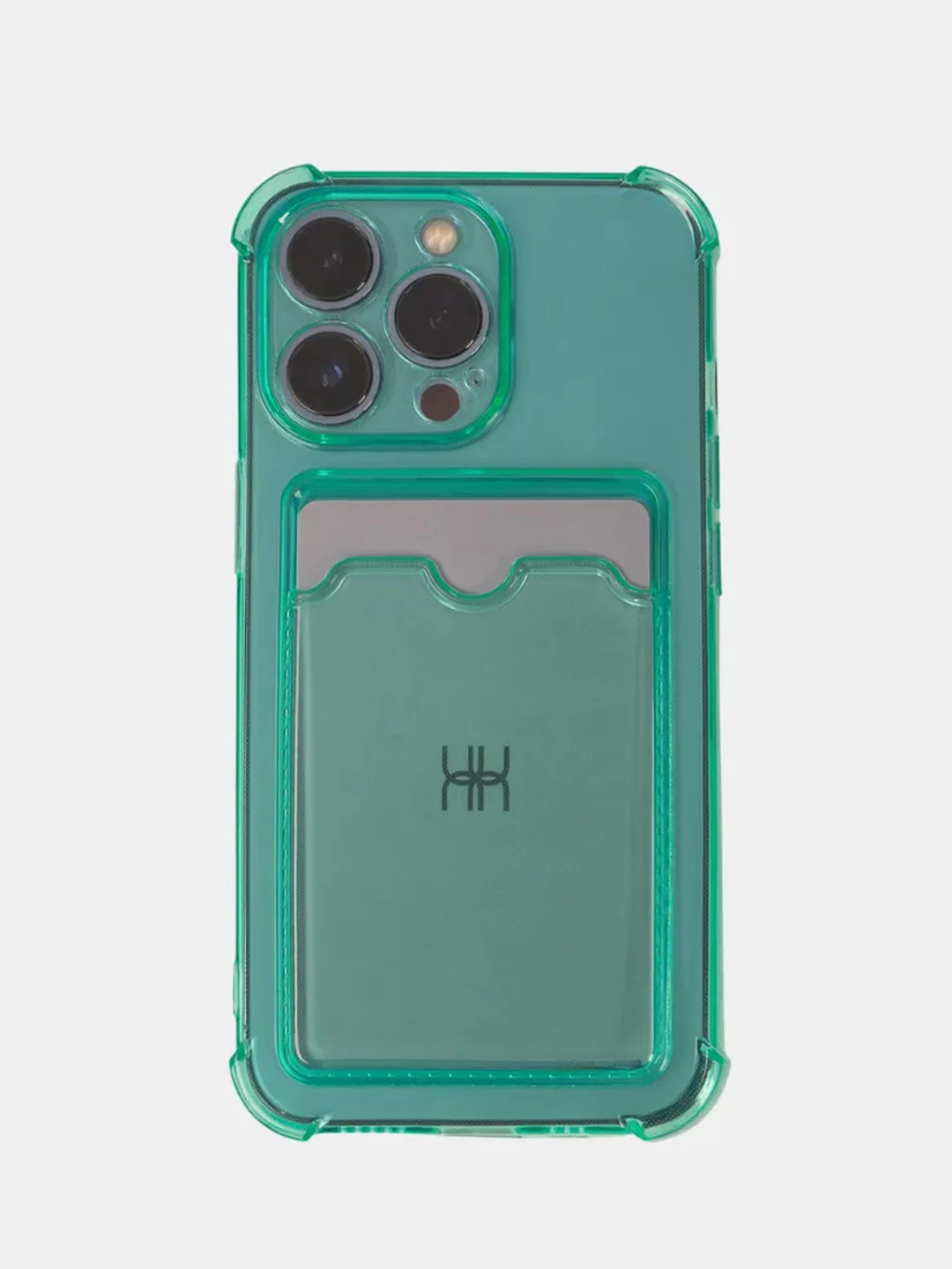 Мятный чехол для iPhone (Айфон) 11, 14, 13, Pro, Max, 12, XR, XS, 7, 8, Plus, с карманом для карт, прозрачный