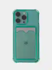 Мятный чехол для iPhone (Айфон) 11, 14, 13, Pro, Max, 12, XR, XS, 7, 8, Plus, с карманом для карт, прозрачный