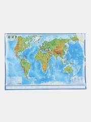 Интерактивная карта Мира физическая, 101 х 66 см, 1:29 млн, ламинированная