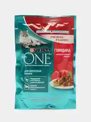 Влажный корм Purina ONE для взрослых кошек, с говядиной и морковью, 26 штук по 75 г