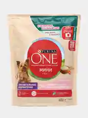 Сухой корм Purina ONE для собак мелких пород, лосось и рис, 600г