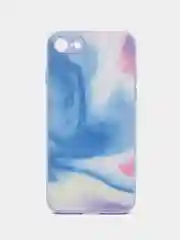 Синий силиконовый чехол с защитой камеры для iPhone 7, 8, 13/Pro/Max,с рисунком из органического стекла