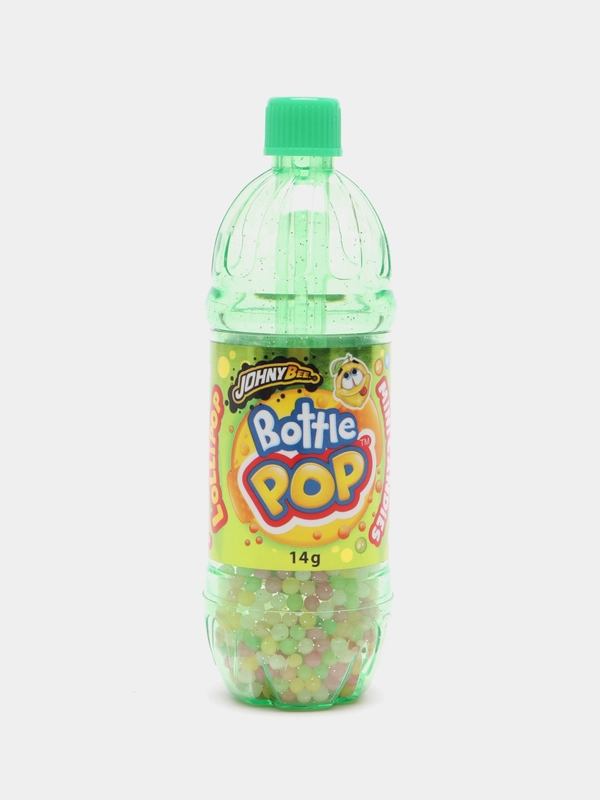 Леденец с драже JohnyBee Bottle Pop "Бутылочка", лимон, 14 г