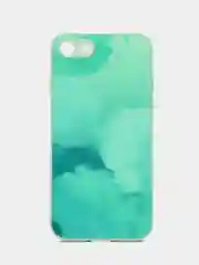 Бирюзовый силиконовый чехол с защитой камеры для iPhone 7, 8, 13/Pro/Max,с рисунком из органического стекла