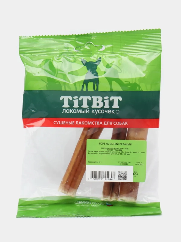 Лакомство для собак TiTBiT, корень бычий, резаный, 50 г