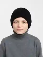 Черный детская однотонная вязаная шапка для мальчиков на весну и осень