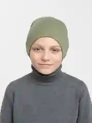 Золотистый хаки шапка-бини подростковая, двуслойная, унисекс, без отворота