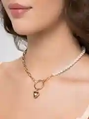 Колье "Цепь, жемчужины и сердце"