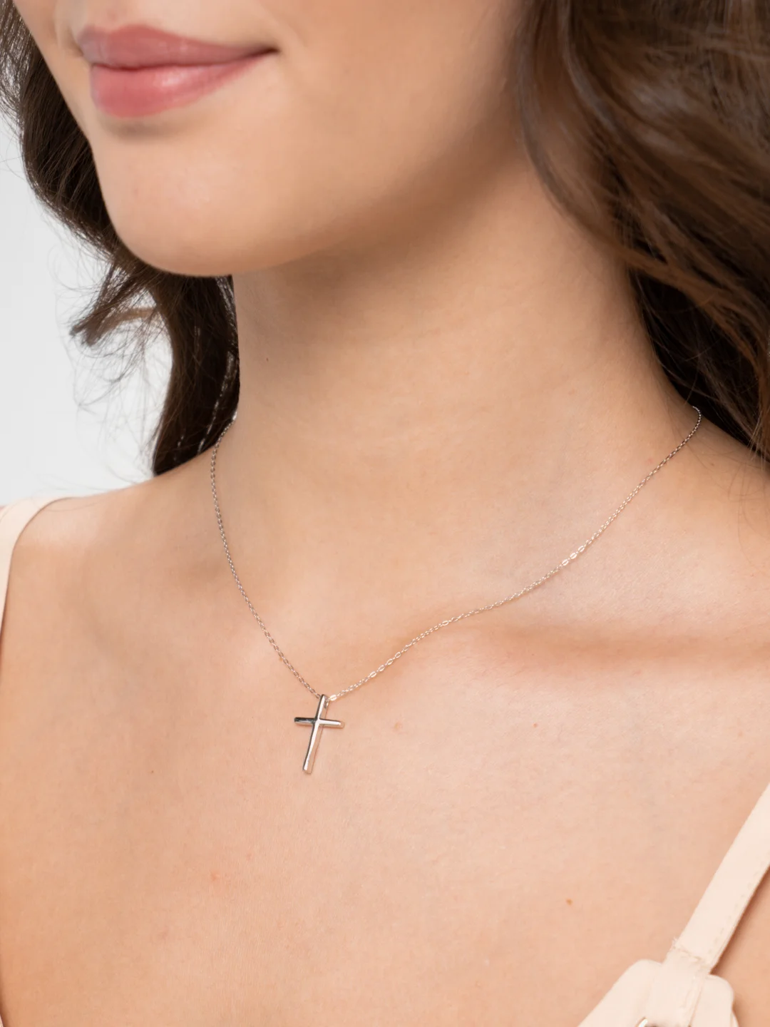 Серебряная цепочка 925 s на шею, с крестиком