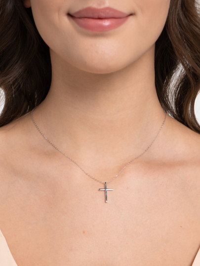 Серебряная цепочка 925 s на шею, с крестиком