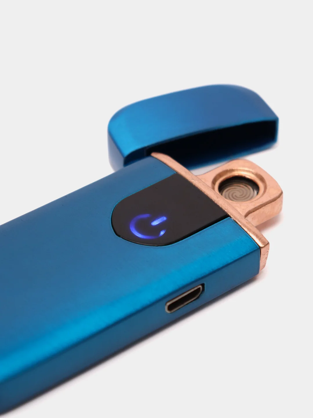 Зажигалка электронная, спираль, сенсор, USB, синяя, 7.9 х 3.1 см