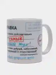 Кружка подарочная, сувенирная с принтом "Справка самый лучший муж"