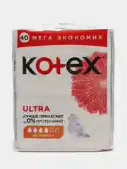 Желтый прокладки женские гигиенические 40 и 16 штук Kotex Ultra нормал, 4 капли, с крылышками