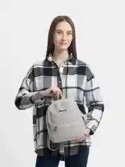 Серебряный рюкзак женский, повседневный, кожаный, экокожа