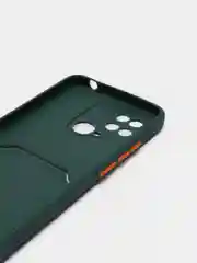 Тёмно-зелёный чехол XIAOMI REDMI 10C / POCO C40 карман для пластиковой карты и с защитой камеры