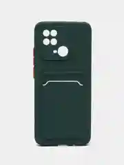 Тёмно-зелёный чехол XIAOMI REDMI 10C / POCO C40 карман для пластиковой карты и с защитой камеры