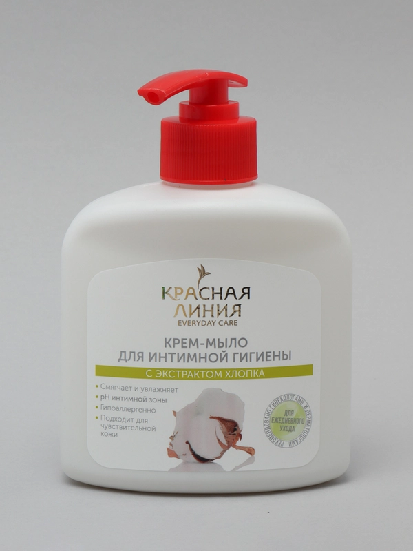 Интимное крем-мыло Красная линия с экстрактом хлопка, увлажняющее, против сухости, 250 мл