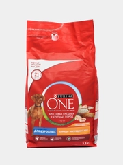 Сухой корм Purina One для собак средних и крупных пород, с курицей и с рисом, 3,8 кг