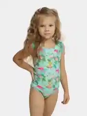 Бирюзовый детский купальник для девочки Тропики/Лимончики, 3-6 лет