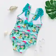 Бирюзовый детский купальник для девочки Тропики/Лимончики, 3-6 лет