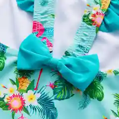 Бирюзовый детский купальник для девочки Тропики/Лимончики, 3-6 лет