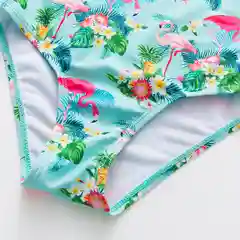 Бирюзовый детский купальник для девочки Тропики/Лимончики, 3-6 лет