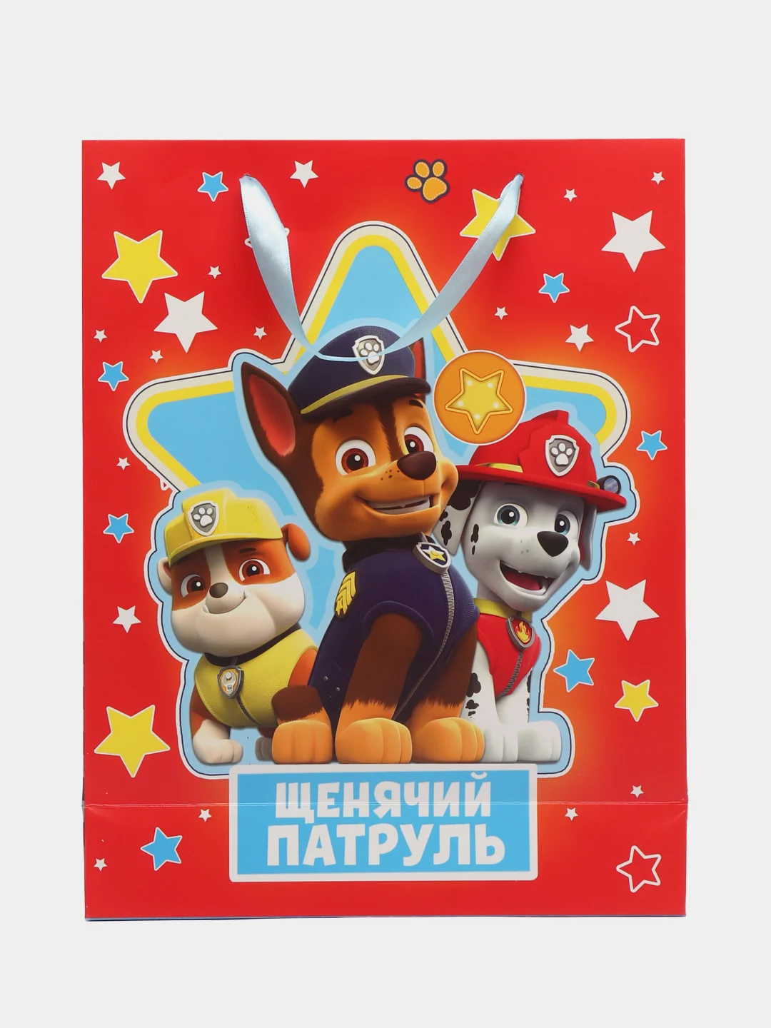 Красный пакет подарочный, ламинированный, вертикальный