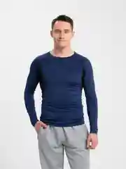 Темно-синий рашгард спортивный мужской, с длинным рукавом