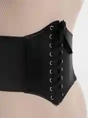 Белый пояс-корсет широкий, эластичный, на шнуровке, регулируемый