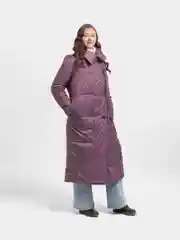 Фиолетовый пуховик женский зимний, длинный