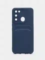 Темно-синий чехол с защитой камеры TECNO  Spark 9 Pro,  c отделом для пластиковой карты